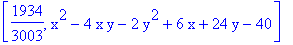 [1934/3003, x^2-4*x*y-2*y^2+6*x+24*y-40]